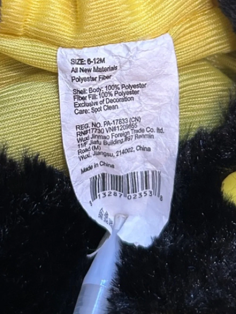 Target Yellow and Black Bee Hooded Costume Vest